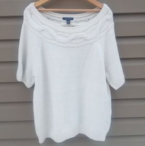 Lands End 0x Lambs Wool Blend Cream Silver Sweater